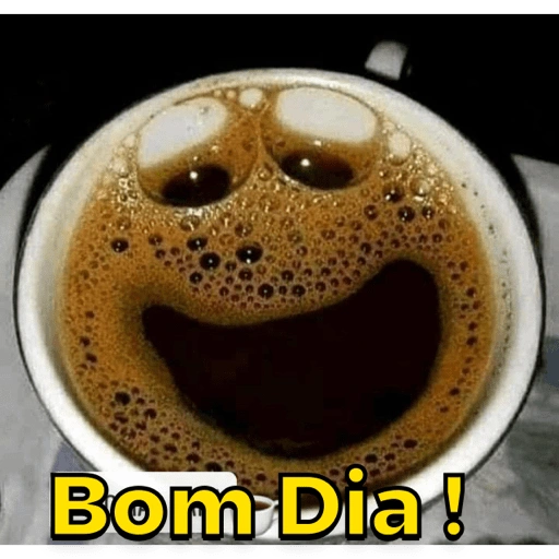 Figurinha: Café sorridente Bom Dia