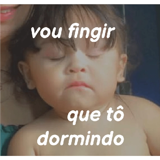 Figurinha: bebê fingindo dormir