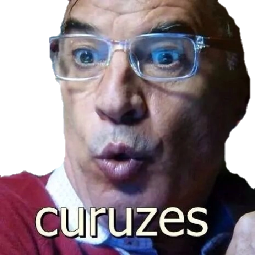 Figurinha: Homem de óculos com cara de espanto