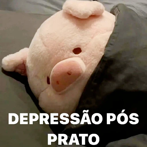 Figurinha: Porco com depressão pós prato
