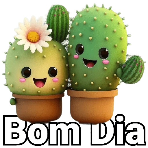 Figurinha: Bom Dia Cactos Fofos