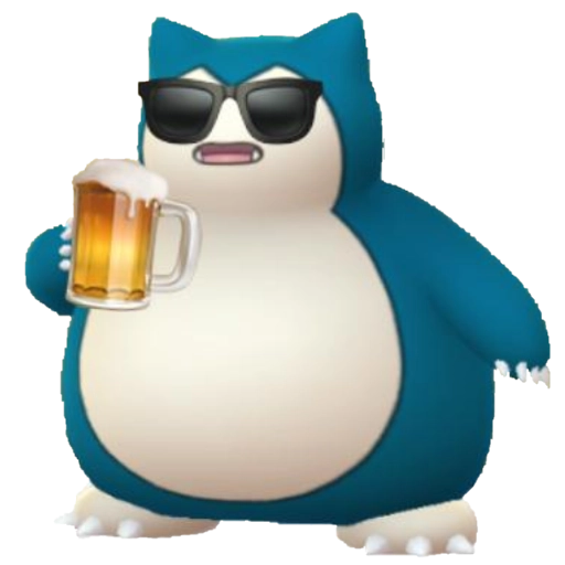 Figurinha: Snorlax com óculos escuros e cerveja