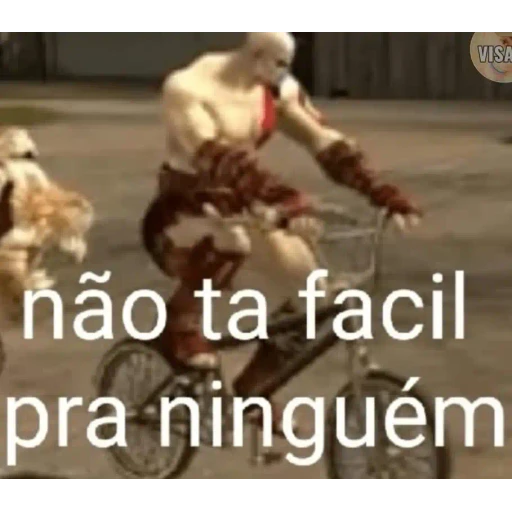 Figurinha: Kratos de bicicleta