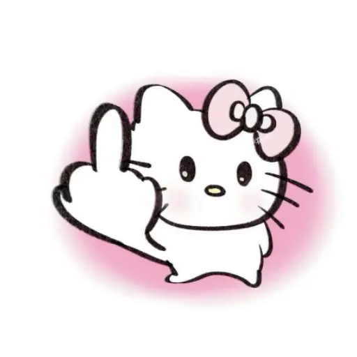 Figurinha: Hello Kitty com dedo do meio
