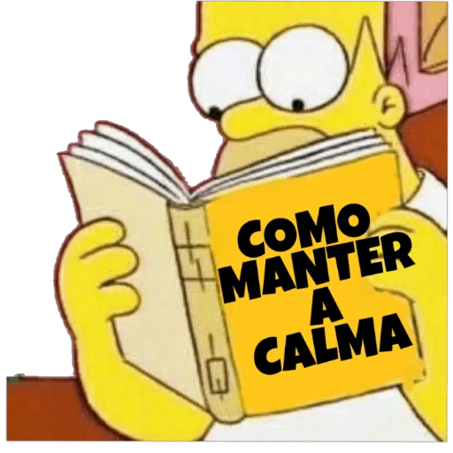 Figurinha: Homer lendo "Como Manter a Calma"