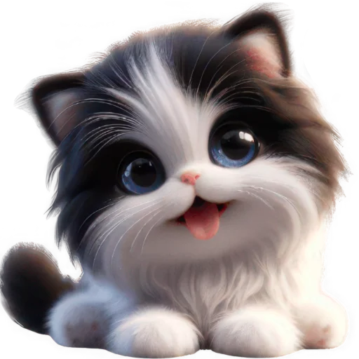 Figurinha: Gatinho Fofo com a Língua de Fora