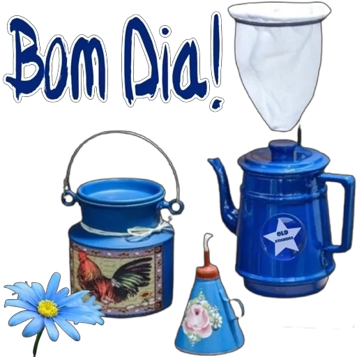 Figurinha: Bom Dia com café e flor