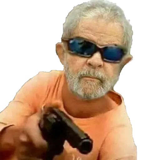 Figurinha: Lula com óculos escuros e arma