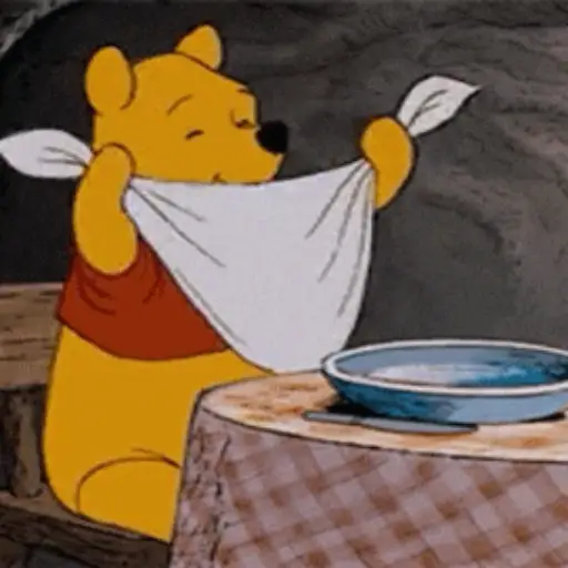 Figurinha: Ursinho Pooh se limpando