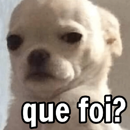 Figurinha: Cachorro pergunta que foi