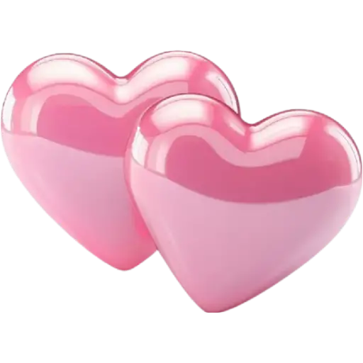 Figurinha: Dois corações cor-de-rosa brilhantes