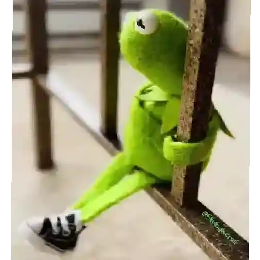 Figurinha: Kermit pensativo na grade