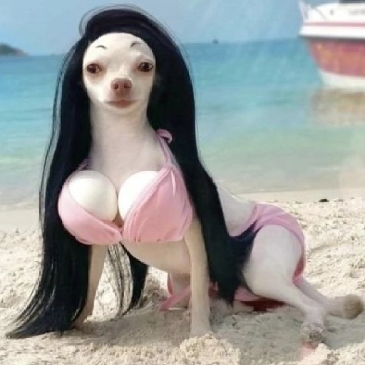 Figurinha: Cachorro Chihuahua na Praia