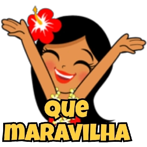 Figurinha: Mulher feliz com flor no cabelo