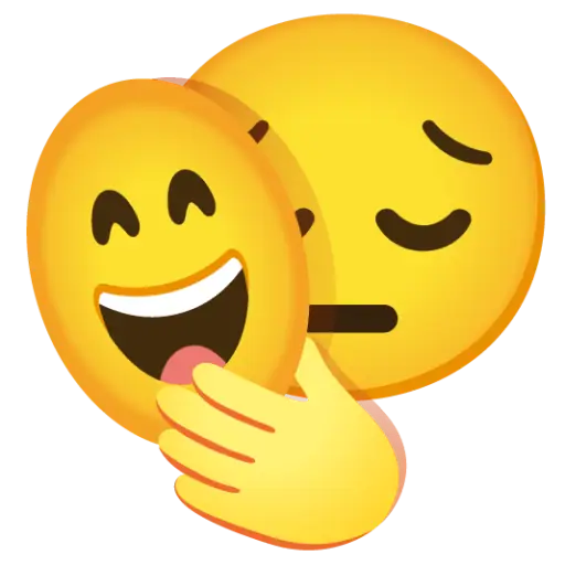 Figurinha: Emoji fingindo felicidade