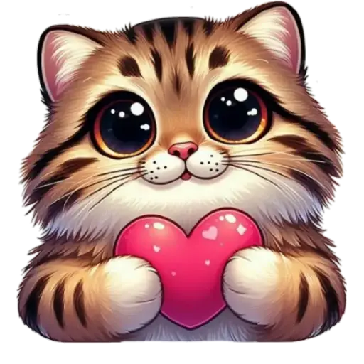 Figurinha: Gatinho com Coração Rosa