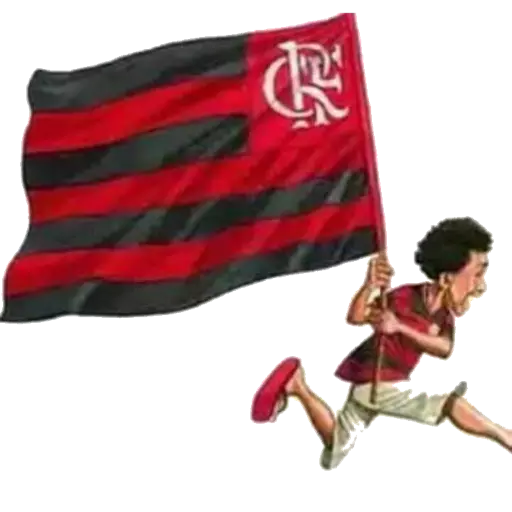 Figurinha: Torcedor do Flamengo com a bandeira