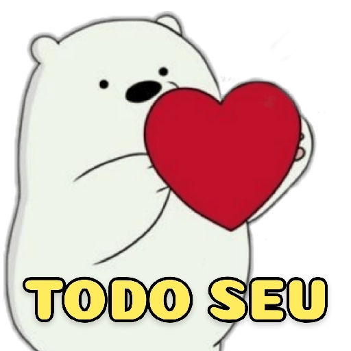 Figurinha: Urso Polar com Coração "Todo Seu"