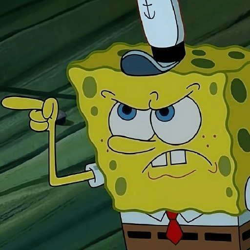 Figurinha: Bob Esponja bravo apontando