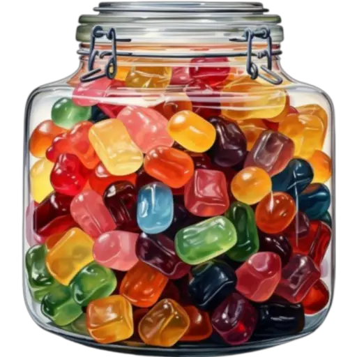 Figurinha: Pot de balas coloridas