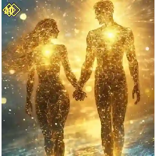 Figurinha: Casal Iluminado de Mãos Dadas