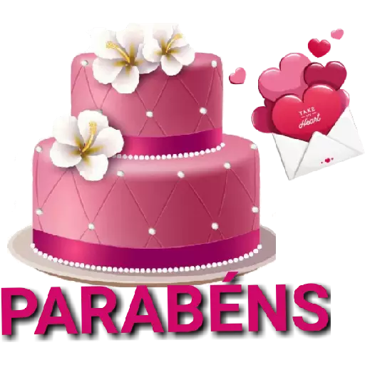 Figurinha: Bolo de Aniversário com Corações
