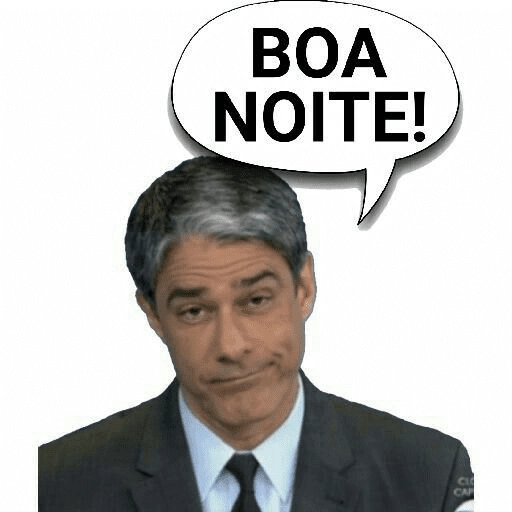 Figurinha: William Bonner com "Boa Noite!"