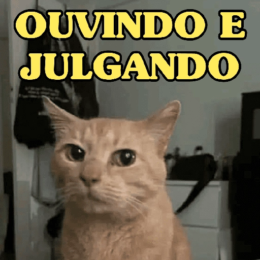 Figurinha: Gato ouvindo e julgando