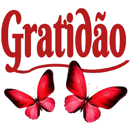 Figurinha: Gratidão com borboletas vermelhas