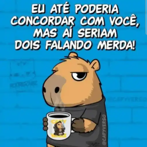 Figurinha: Capivara com café: dois falando merda