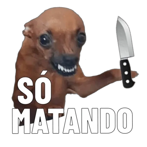 Figurinha: Cachorro bravo com faca