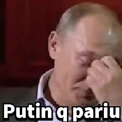 Figurinha: Putin se desesperando e sorrindo