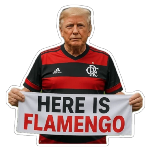 Figurinha: Trump com camisa do Flamengo