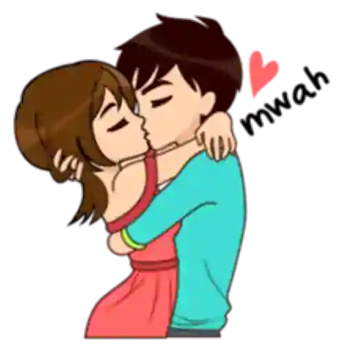 Figurinha: Casal se beijando com coração