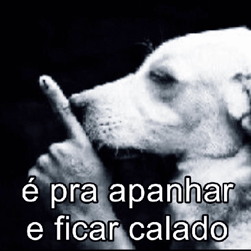 Figurinha: Cachorro mandando calar a boca