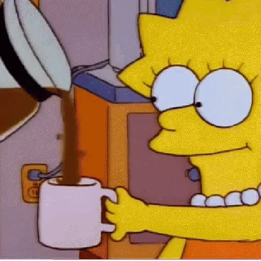 Figurinha: Lisa Simpson tomando café