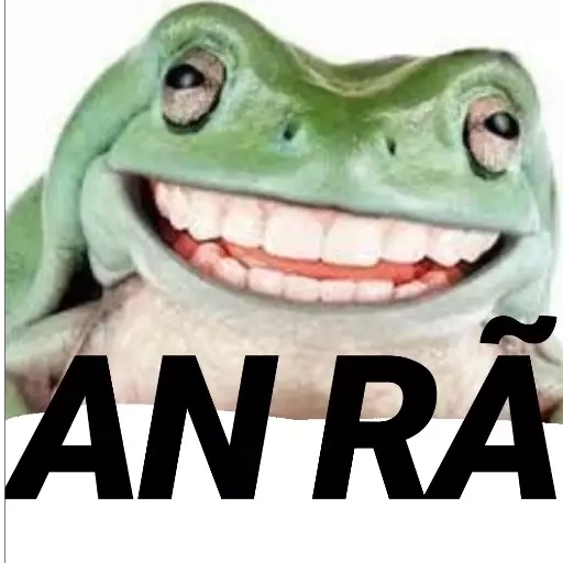 Figurinha: Sapo com sorriso assustador