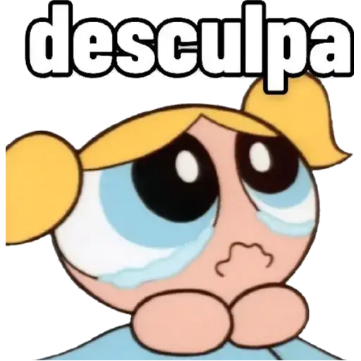 Figurinha: Bubbles pedindo desculpa