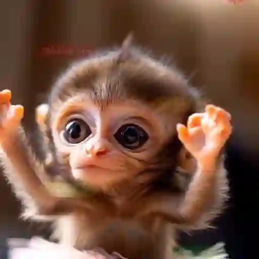 Figurinha: Macaco fofo com olhos grandes
