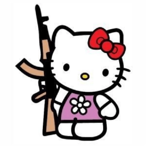 Figurinha: Hello Kitty com fuzil