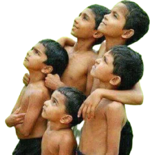 Figurinha: Meninos olhando para cima
