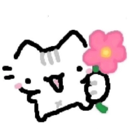 Figurinha: Gatinho com Flor