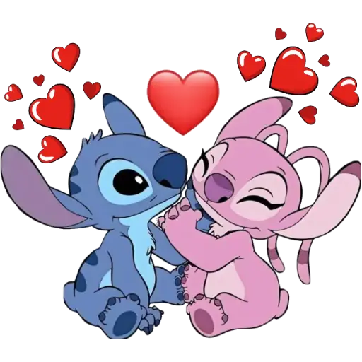 Figurinha: Stitch e Angel apaixonados