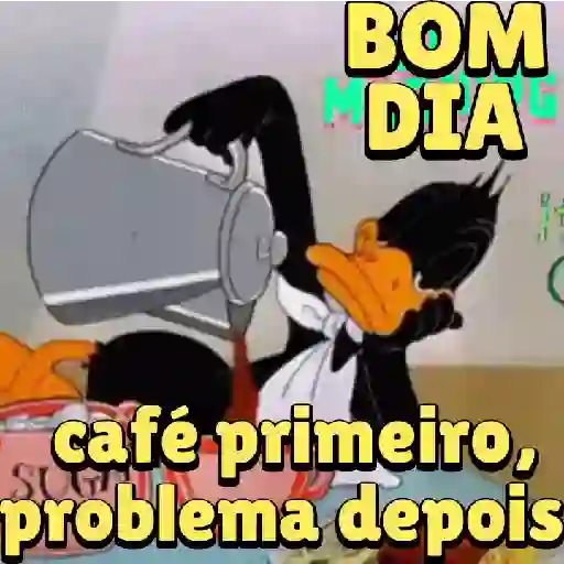 Figurinha: Café primeiro, problema depois