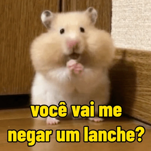 Figurinha: Hamster pedindo lanche