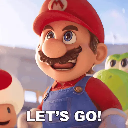 Figurinha: Mario animado "Let's Go!"