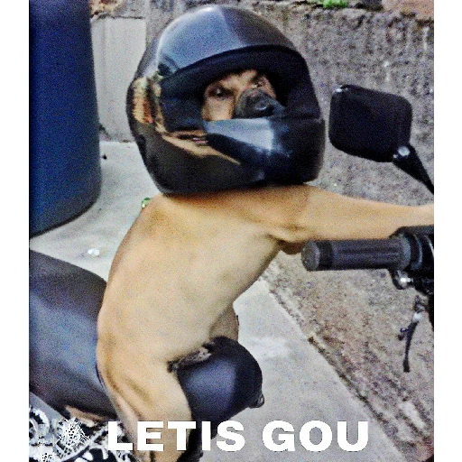 Figurinha: Cachorro de moto
