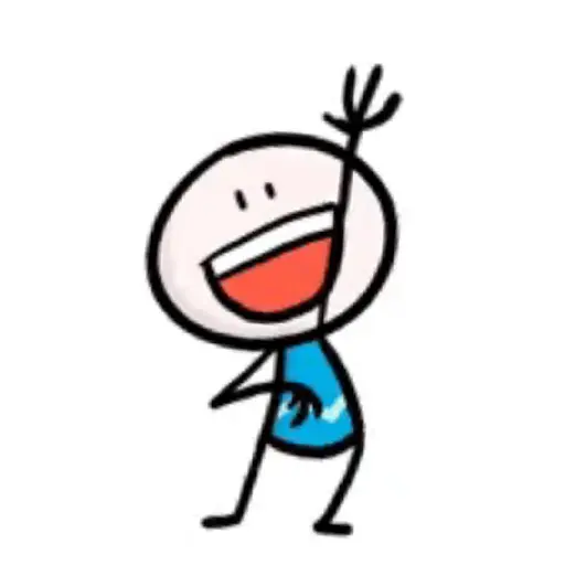 Figurinha: Criança feliz acenando