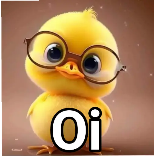 Figurinha: Pintinho Fofo de Óculos Diz Oi