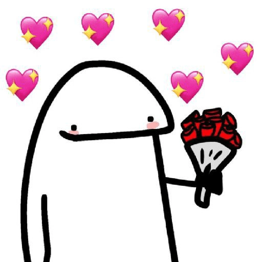 Figurinha: Flork com flores e corações